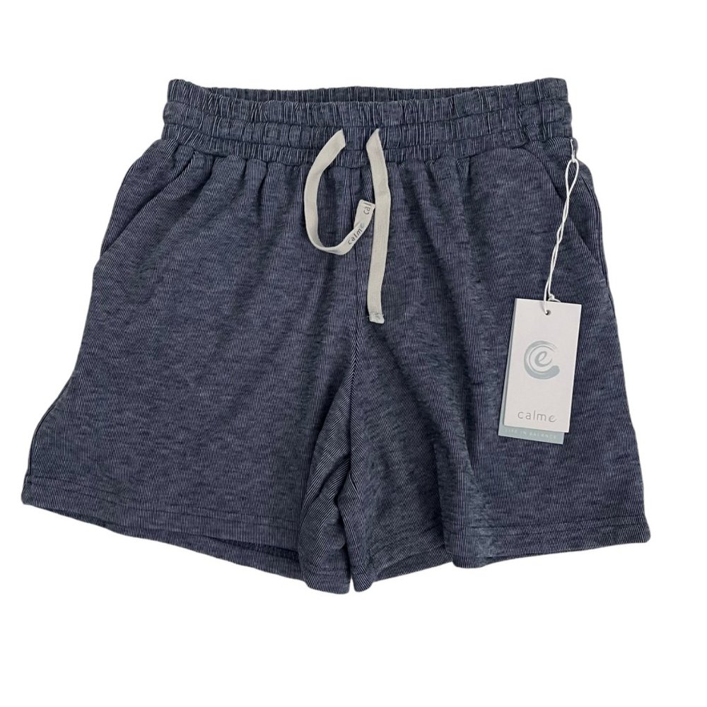 Johnny Was Calme Cozy Pull On Shorts Blue White Chambray Casual Extra-Small XS